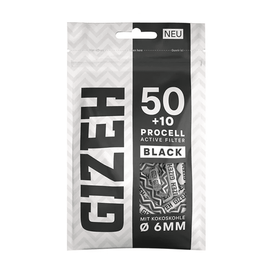 Gizeh Procell Active Filter Black Mit Kokoskohle 60 X 6 Mm Beutel